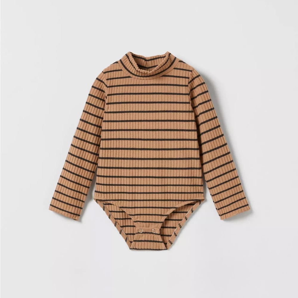Zara kids 6-9 month Brown and Black Striped Bodysuit